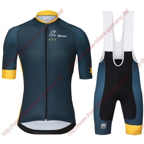 Radsport TEAM AUSTRALIA 2018 CA Radbekleidung Satz Trikot Kurzarm+Trägerhosen Set