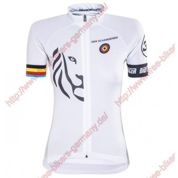 Radsport Bioracer Van Vlaanderen Damen Weiß schwarz 2018 Trikot Kurzarm