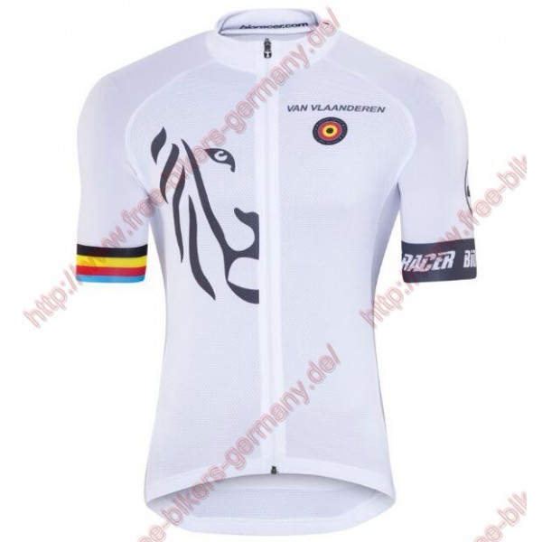 Radsport Bioracer Van Vlaanderen Weiß schwarz 2018 Trikot Kurzarm