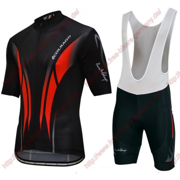 Radsport Colnago Master Pissei schwarz Rot Radbekleidung Satz Trikot Kurzarm+Trägerhosen Set