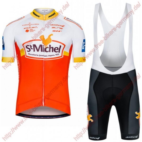 Radsport SAINT MICHEL AUBER 93 Radbekleidung Satz Trikot Kurzarm+Trägerhosen Set