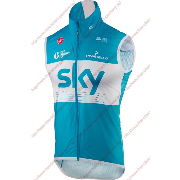 Radsport Team Sky 2018 Blau Windstopper ärmelloses Trikot Kurz