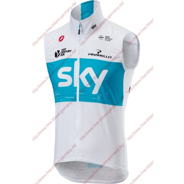 Radsport TEAM SKY 2018 Weiß Windstopper ärmelloses Trikot Kurz