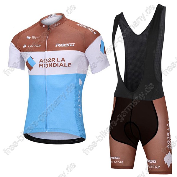 AG2R La Mondiale Radbekleidung Satz Trikot Kurzarm+Trägerhosen Set 2018