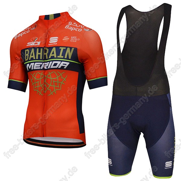 Profiteam 2018 BAHRAIN MERIDA Pro Radbekleidung Satz Trikot Kurzarm+Trägerhosen Sets