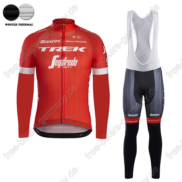 Profiteam 2018 TREK SEGAFREDO Pro rot Winter Fahrradbekleidung Trikot Langarm+Lang Trägerhose