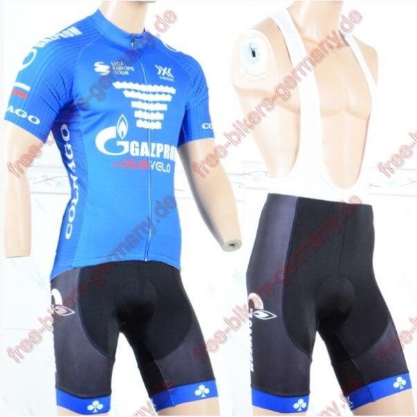 Profiteam 2018 Gazprom-Rusvelo Radbekleidung Satz Trikot Kurzarm+Trägerhosen Set