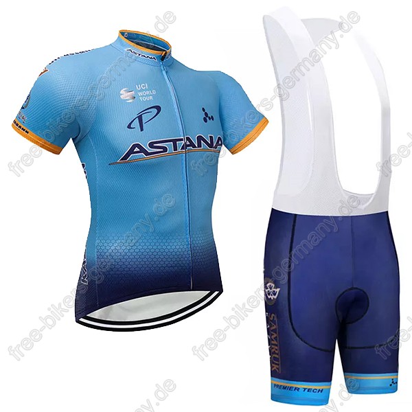 Astana blau Radbekleidung Satz Trikot Kurzarm+Trägerhosen Set 2018