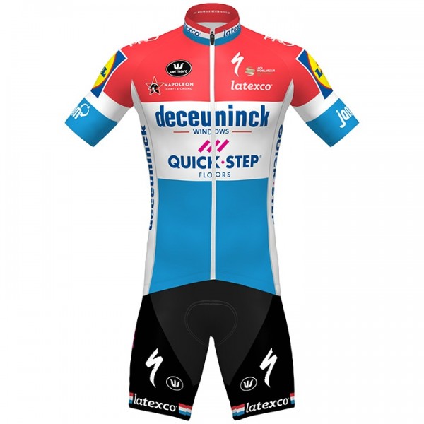 Fahrradbekleidung Radsport 2020 DECEUNINCK QUICK-STEP Luxembourgian Champion Radbekleidung Satz Trikot Kurzarm+Fahrradhose Set