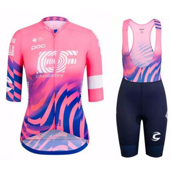 Fahrradbekleidung Radsport 2020 Damen EF Education First Radbekleidung Satz Trikot Kurzarm+Trägerhosen Set Outlet