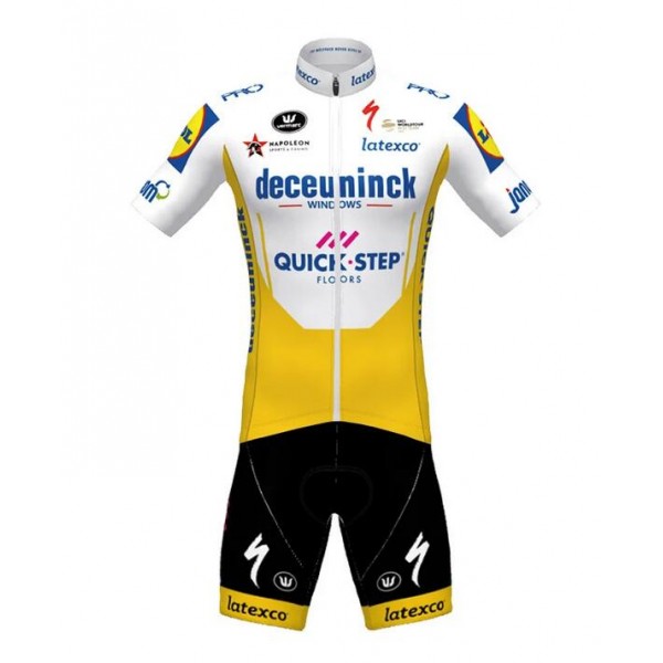 Fahrradbekleidung Radsport 2020 DECEUNINCK QUICK-STEP TdF Radbekleidung Satz Trikot Kurzarm+Trägerhosen Set Outlet Gelb X3NU