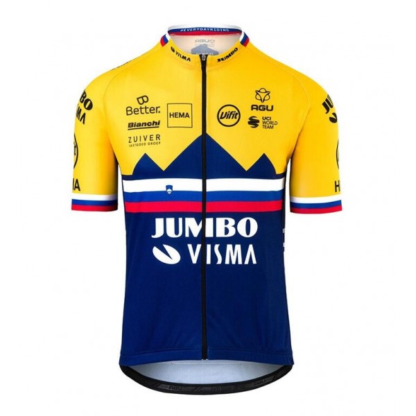 Fahrradbekleidung Radsport 2020 TEAM JUMBO VISMA SLOVENIAN CHAMPION Tenue Cyclisme Trikot Kurzarm Outlet LZTUU