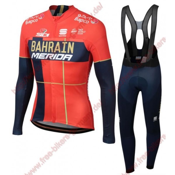 Profiteams Team Bahrain Merida 2019 Radsport Fahrradbekleidung Trikot Langarm+Lang Trägerhose