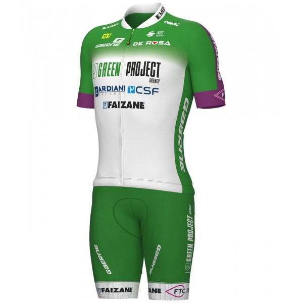 Green Project-Bardiani Csf-Faizane' 2023 Set(Radtrikot langer RV+Trägerhose)-ALE Radsport-Profi-Team