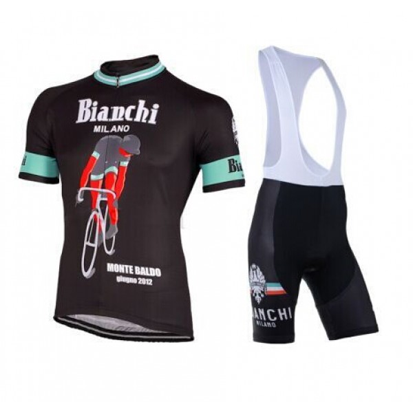 2015 Bianchi Milano Fahrradbekleidung Satz Fahrradtrikot Kurzarm Trikot und Kurz Trägerhose KKFE949