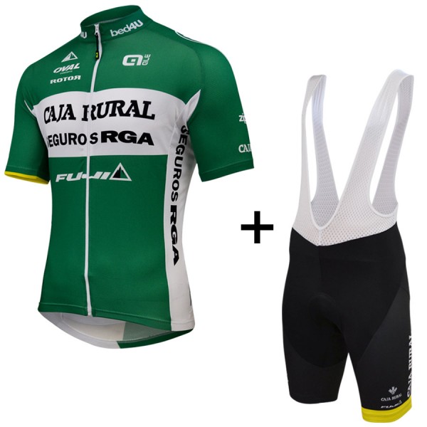 Caja Rural 2015 Fahrradbekleidung Satz Fahrradtrikot Kurzarm Trikot und Kurz Trägerhose ZIDV220