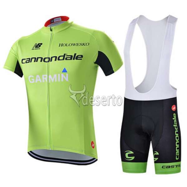 2015 Garmin Cannondale Fahrradbekleidung Satz Fahrradtrikot Kurzarm Trikot und Kurz Trägerhose Grün PGJI310