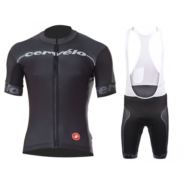 Cervelo Schwarz Proteam 2015 Fahrradbekleidung Satz Fahrradtrikot Kurzarm Trikot und Kurz Trägerhose DKPJ875