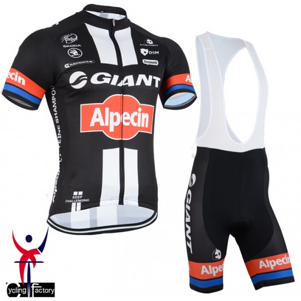 2015 GIANT-ALPECIN Radtrikot Kurzarm schwarz und Kurz Trägerhose YXIK197