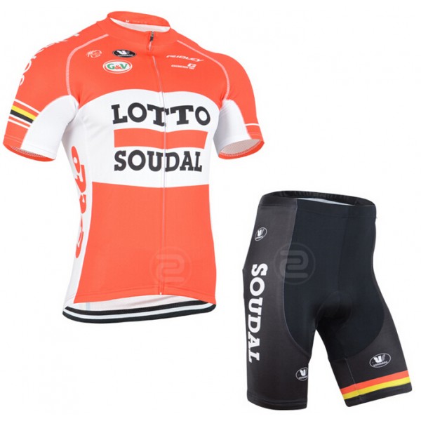 2015 Lotto Soudal Radbekleidung Radtrikot Kurzarm und Fahrradhosen Kurz RIBD194