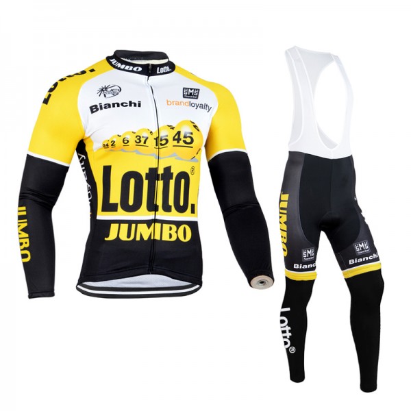 2015 Lotto Fahrradbekleidung Radtrikot Satz Langarm und Lange Trägerhose ZNSV546