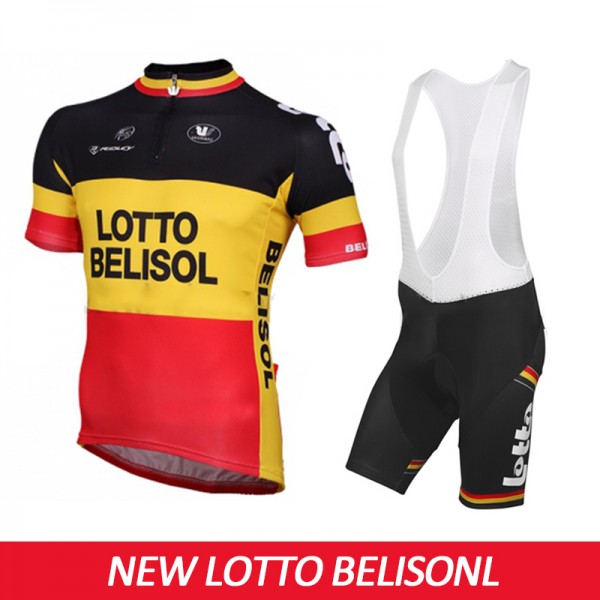 2015 Lotto Belisol Fahrradbekleidung Satz Fahrradtrikot Kurzarm Trikot und Kurz Trägerhose VPLV538