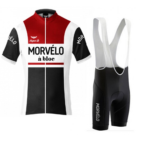 2015 MORVELO schwarz rot Fahrradbekleidung Satz Fahrradtrikot Kurzarm Trikot und Kurz Trägerhose VDUA294