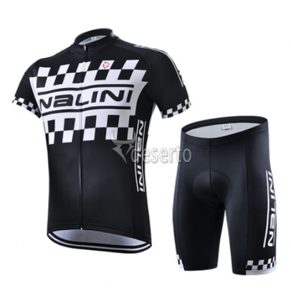 2015 Nalini Racing-Drapeau Schwarz Radbekleidung Radtrikot Kurzarm und Fahrradhosen Kurz MCTN758