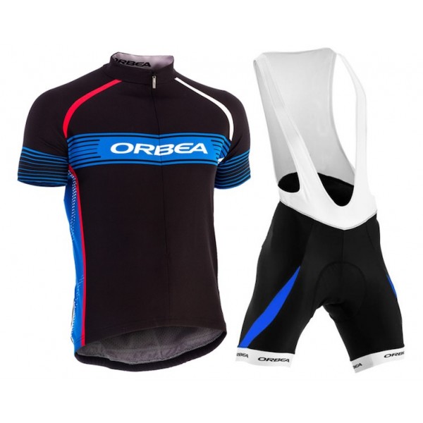 2015 Orbea Schwarz-Blau Fahrradbekleidung Satz Fahrradtrikot Kurzarm Trikot und Kurz Trägerhose OELV880
