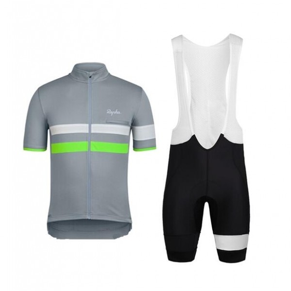 2015 Rapha Gris Fahrradbekleidung Satz Fahrradtrikot Kurzarm Trikot und Kurz Trägerhose IOJC856