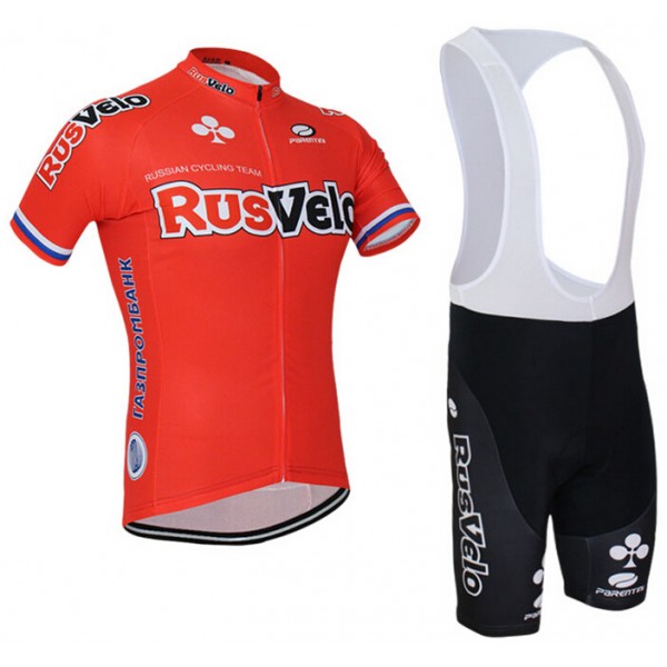 2015 RusVelo Fahrradbekleidung Satz Fahrradtrikot Kurzarm Trikot und Kurz Trägerhose NJXH597