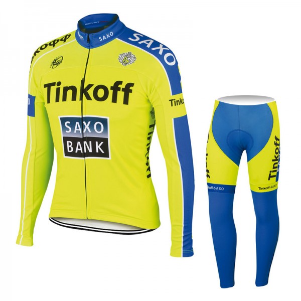 2015 Saxo Bank Tinkoff Fahrradbekleidung Radtrikot Satz Langarm und Lange Fahrradhose ARYX430
