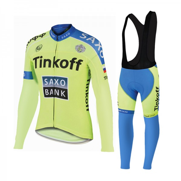 2015 Saxo bank Tionkff Fahrradbekleidung Radtrikot Satz Langarm und Lange Trägerhose UNRO724