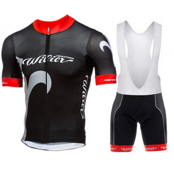 WILIER 2015 schwarz Fahrradbekleidung Satz Fahrradtrikot Kurzarm Trikot und Kurz Trägerhose NFDS366