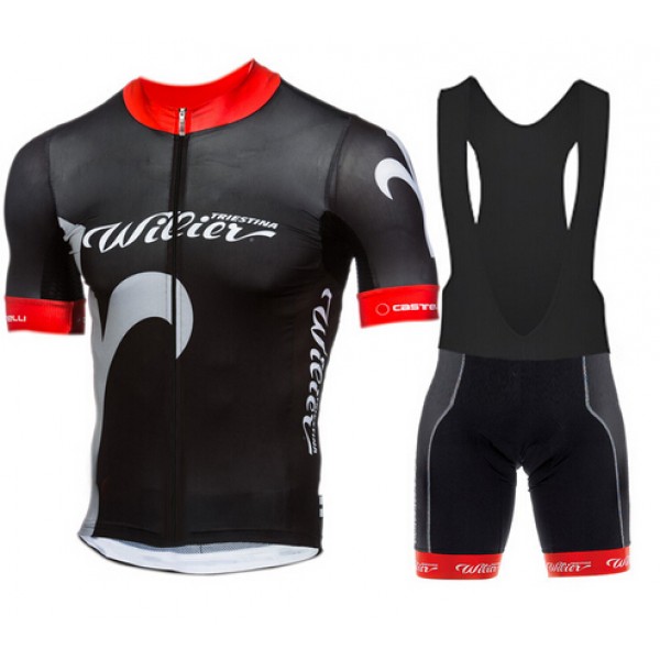 WILIER 2015 schwarz Fahrradbekleidung Satz Fahrradtrikot Kurzarm Trikot und Kurz Trägerhose schwarz RVOW940