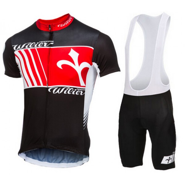 WILIER 2015 schwarz rot Fahrradbekleidung Satz Fahrradtrikot Kurzarm Trikot und Kurz Trägerhose SMRU948