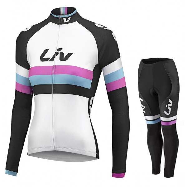 Damen LIV RACE DAY SS 2015 Long white Cycling Fahrradbekleidung Radtrikot Satz Langarm und Lange Fahrradhose YFON145