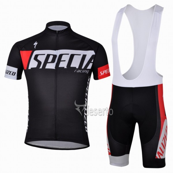 Specialized Racing Radtrikot Kurzarm und Kurz Trägerhose Kits Schwarz AADF386