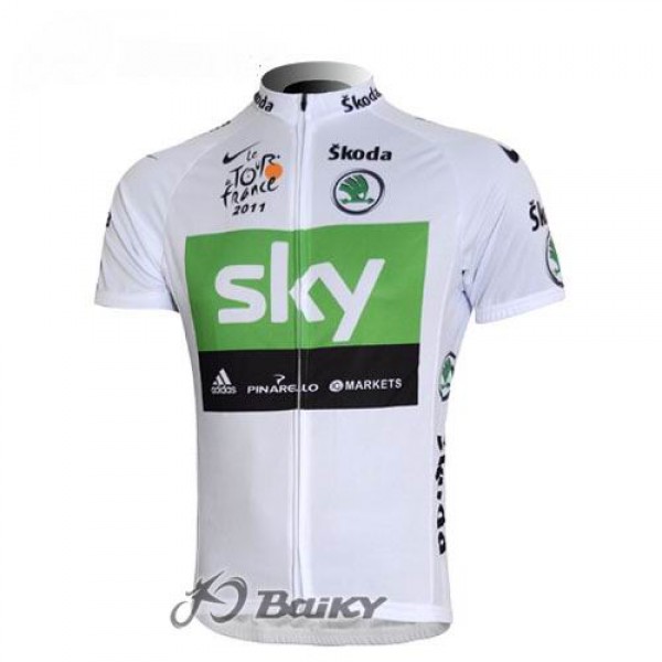 SKY Pro Team Radtrikot Kurzarm Weiß Grün LENL444