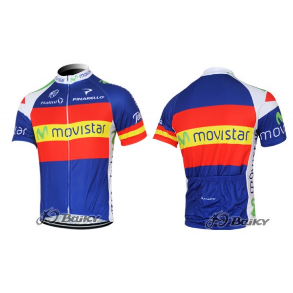 2012 Movistar Radtrikot Kurzarm Blau Rot ODKJ850