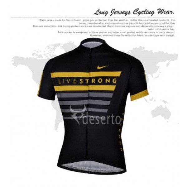 2013 Livestrong Radtrikot Kurzarm Schwarz Gelb VKAL276