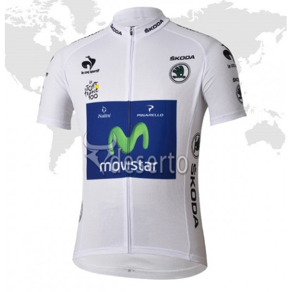 Movistar Tour de France Weißen Trikots Radtrikot Kurzarm XIYD696