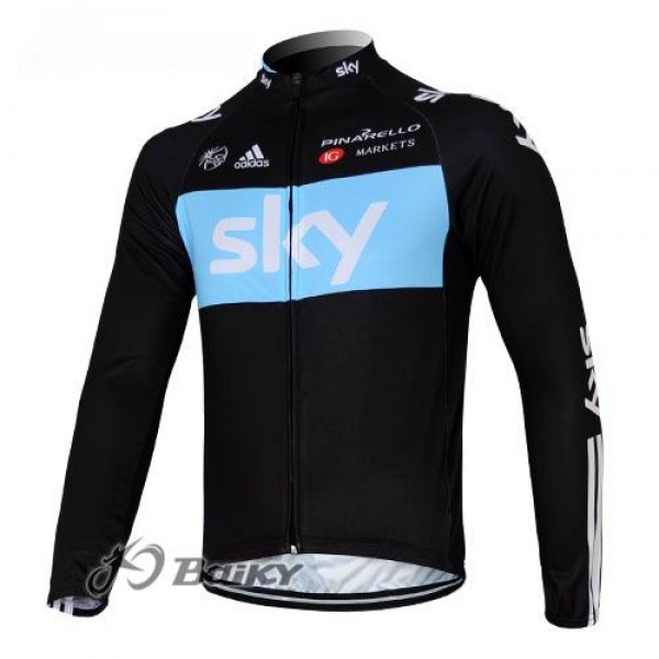 Sky Pinarello Pro Team Fahrradtrikot Langarm Schwarz Blau IRJN660