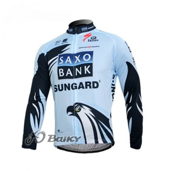 Saxo Bank Sungard Pro Team Fahrradtrikot Langarm Weiß Schwarz LGLJ256