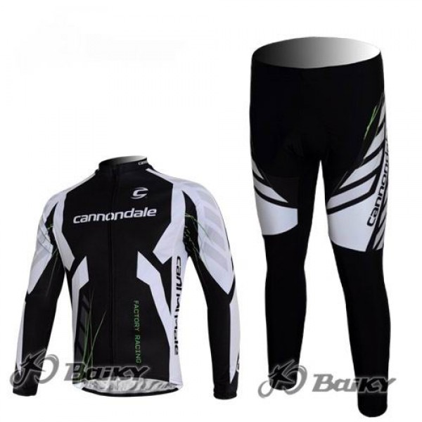 Cannondale Pro Team Radbekleidung Satz Fahrradtrikot Langarm und Lang Radhose Schwarz Weiß EOWA788