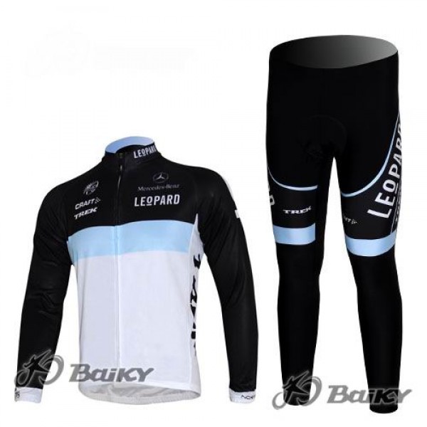 Leopard trek Pro Team Radbekleidung Satz Fahrradtrikot Langarm und Lang Radhose Weiß Schwarz ORBG458