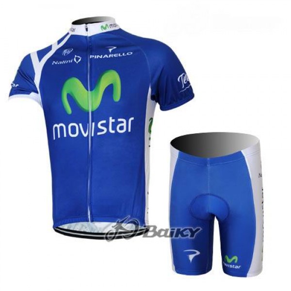 Movistar Radbekleidung Radtrikot Kurzarm und Fahrradhosen Kurz Blau AKWL588