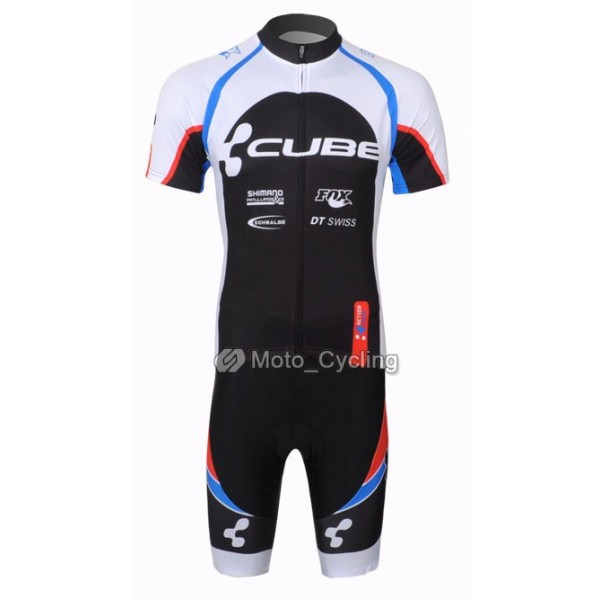 2013 Cube Radtrikot Kurzarm und Kurz Radhose Kits Weiß Schwarz PZJH744