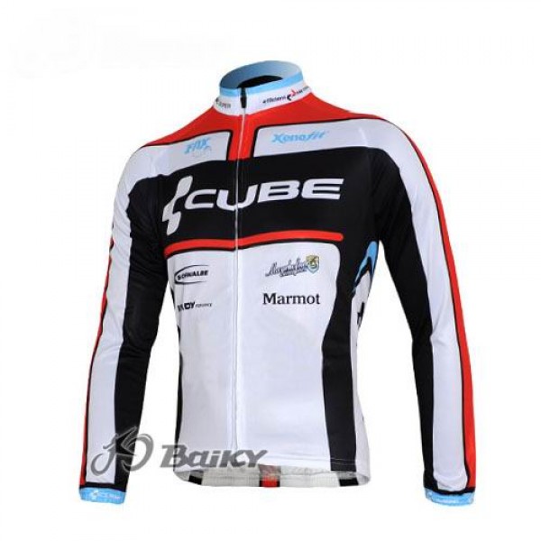 Cube Fintro Pro Team Fahrradtrikot Langarm Weiß Schwarz Rot XXBC984