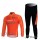 Euskaltel-Euskadi Pro Team Fahrradbekleidung Radtrikot Satz Langarm und Lange Fahrradhose Orange BJQO419